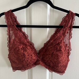 Aerie Lace Bralette Rust Brown Size L